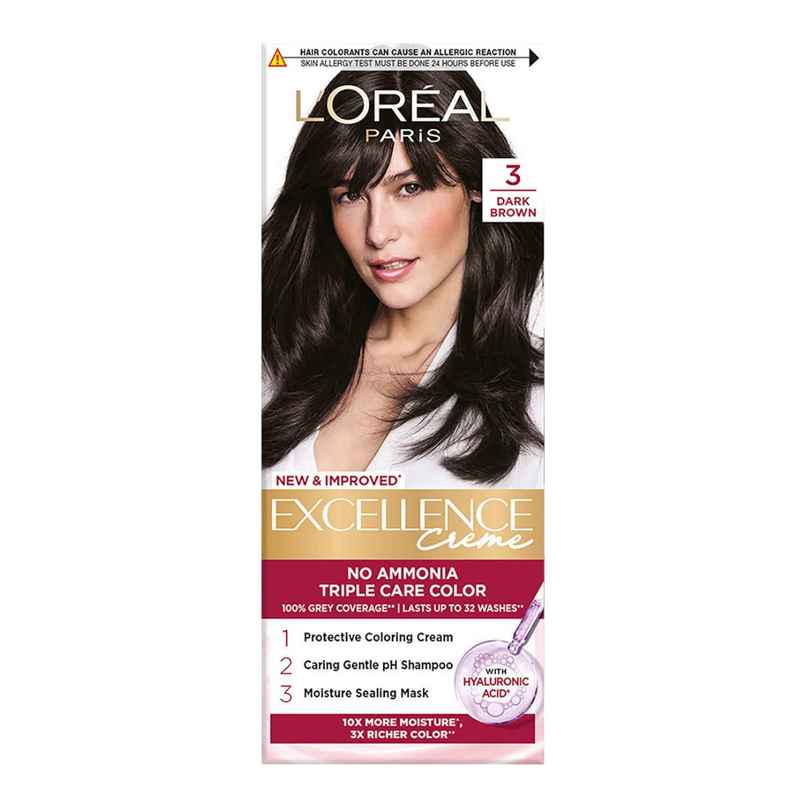 L'Oreal Paris New Excellence Creme Hair Color Mini Shade 3 Dark Brown | 20g + 20ml + 5ml + 5g