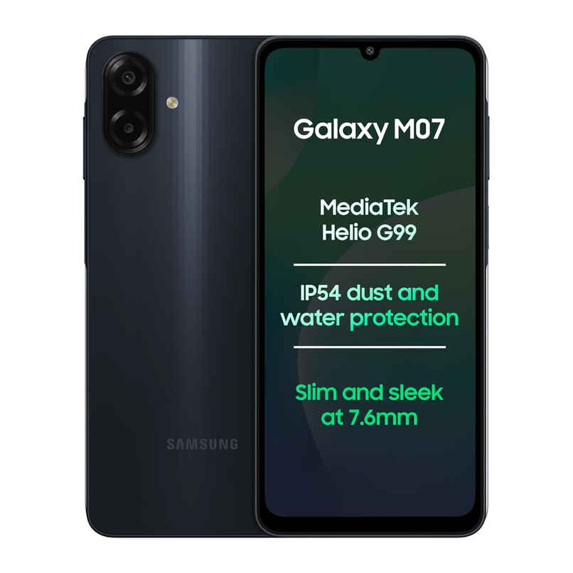 Samsung Galaxy M07 MediaTek Helio G99 | IP54 Rating | 4GB RAM, 64GB Storage | Black