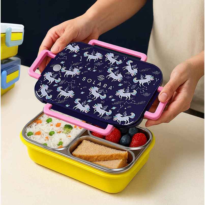 SOLARA Premium Stainless Steel Lunch Box for Kids | Leak Proof | Tiffin Box for Boys/Girls | Unicorn SOLARA Premium Stainless Steel Lunch Box for Kids | Leak Proof | Tiffin Box for Boys/Girls | Unicorn