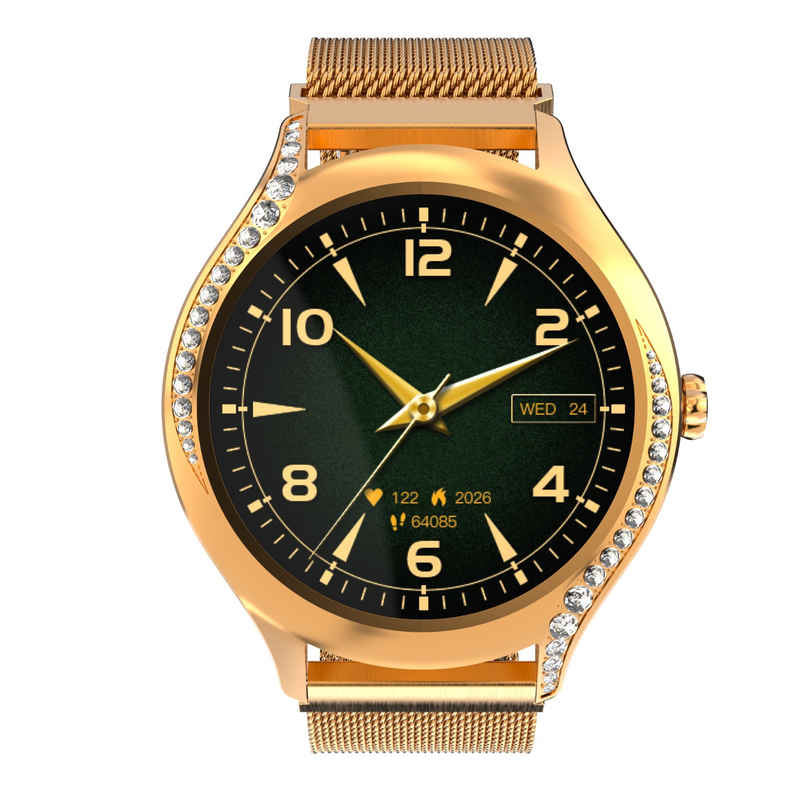 boAt Enigma Gem Women's Luxury Watch w/ 3.02 cm AMOLED Display, BT Calling & QR Tray (Rose Gold)