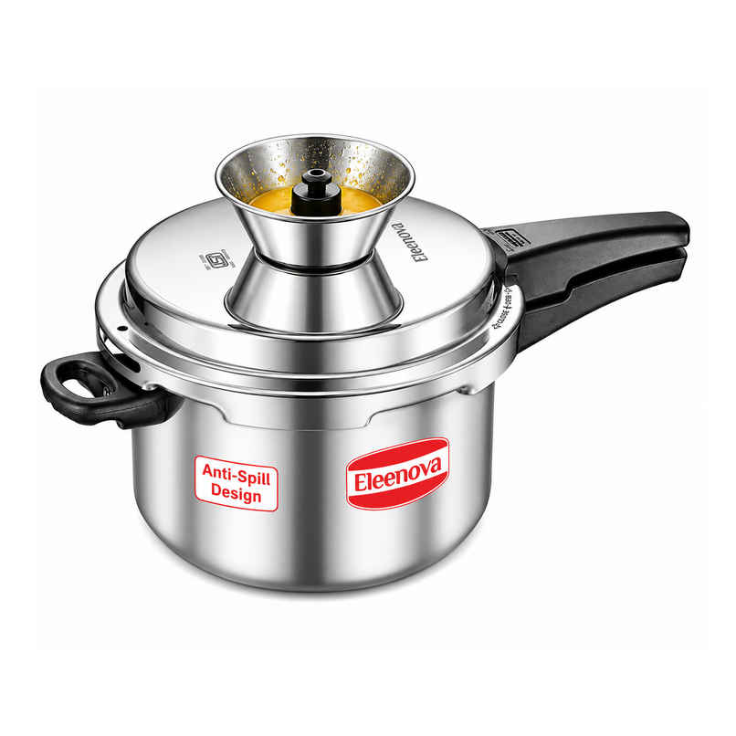 Eleenova Vintage Anti Spill Aluminium Outer Lid Pressure Cooker with Spill Bowl | 5 L Eleenova Vintage Anti Spill Aluminium Outer Lid Pressure Cooker with Spill Bowl | 5 L