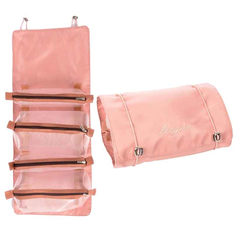 Lazer 4 in 1 Detachable Nylon Cosmetic Organizer Bag Baby Pink