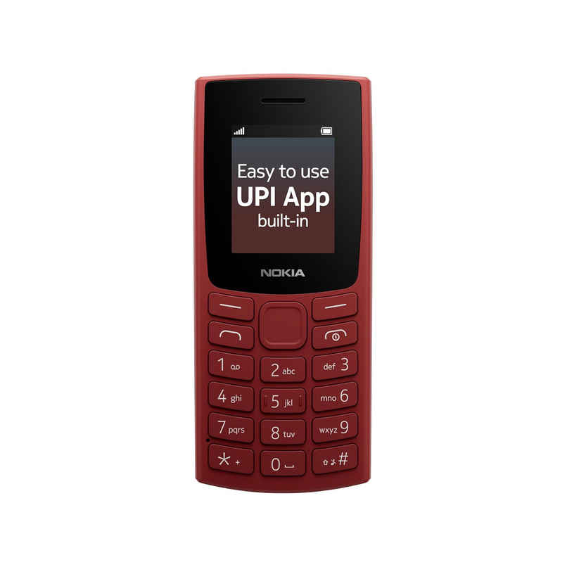 Nokia All-New 105 Single Sim Keypad Phone with Built-in UPI Payments | Long-Lasting Battery | Red