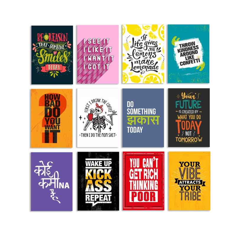 Paper Plane Design Inspirational Motivational Quotes Posters | Set of 12 Size ( 29 Cm x 21 cm ) D45