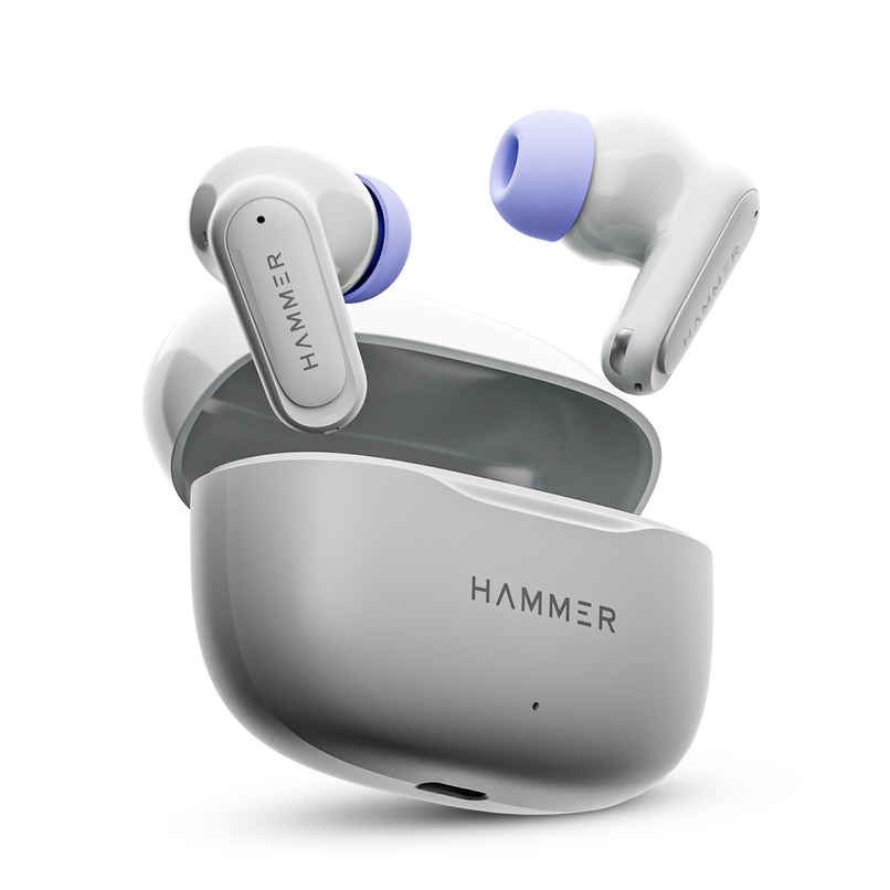 Hammer Airflow Neo TWS Earbuds | 80H Playtime | 13 mm Driver | Gaming Mode | Grey