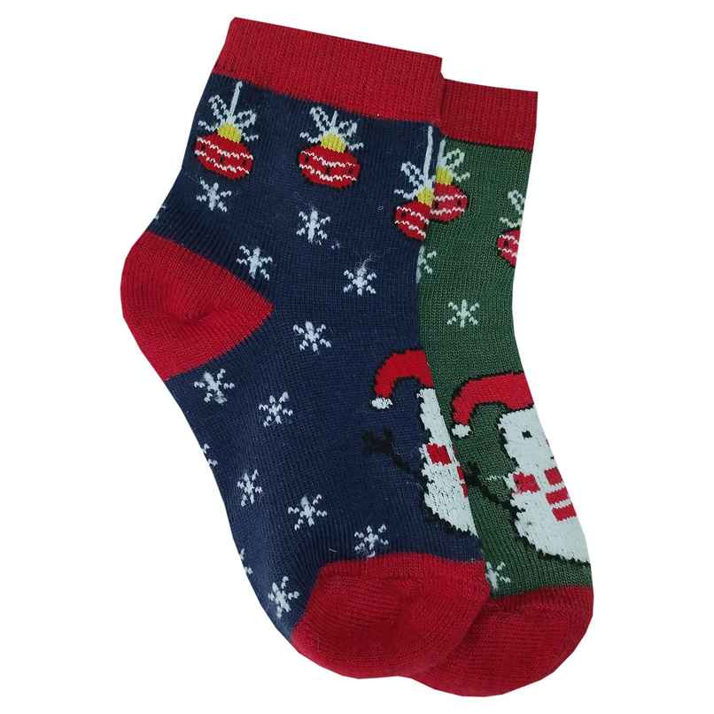 Beyond Unisex Cotton Ankle Length Socks | Green and Navy | 8 - 10 years