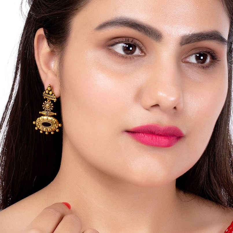 Voylla Rava Ball Oxidized Gold Dangle Earrings Voylla Rava Ball Oxidized Gold Dangle Earrings