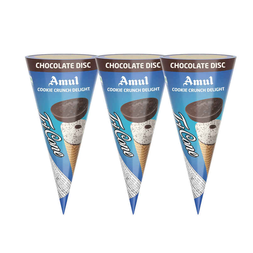 Amul Cookie Crunch Delight Ice Cream Cone Combo 