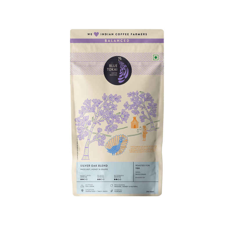 Blue Tokai Silver Oak Blend Whole Beans Medium Roast Coffee Blue Tokai Silver Oak Blend Whole Beans Medium Roast Coffee