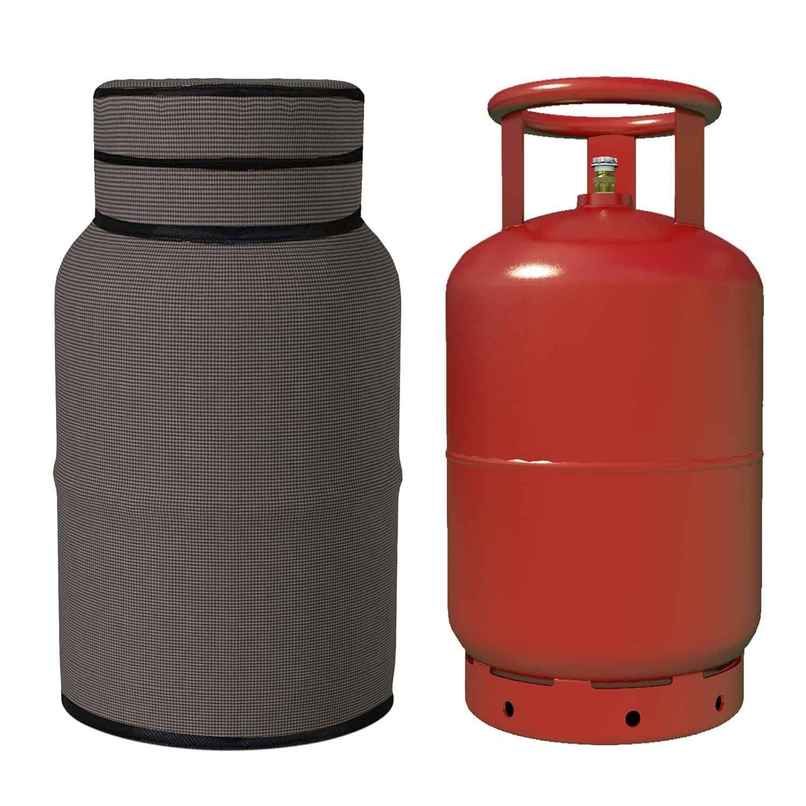 Kuber Industries Mini Check PVC LPG Cylinder Cover for Kitchen | Brown Kuber Industries Mini Check PVC LPG Cylinder Cover for Kitchen | Brown