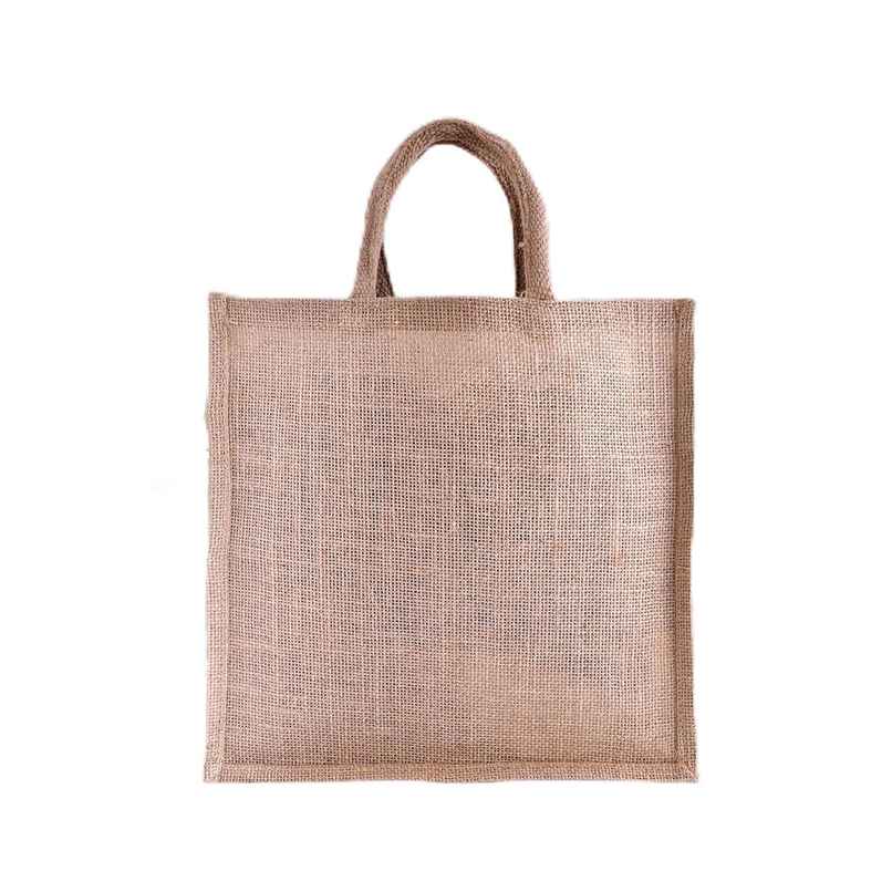 Kuber Industries Jute Plain Grocery Bag|Zipper Shopping Bag with Handle|Brown Kuber Industries Jute Plain Grocery Bag|Zipper Shopping Bag with Handle|Brown