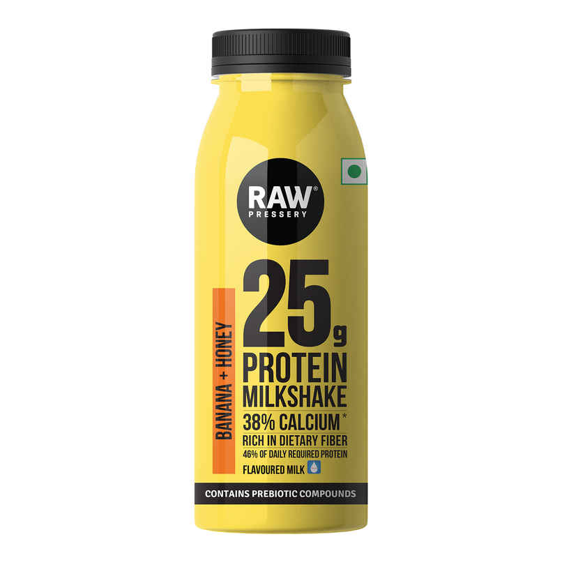RAW Pressery 25g Protein Milkshake  Banana Honey  High Protein Shake  Contains Prebiotic Compounds