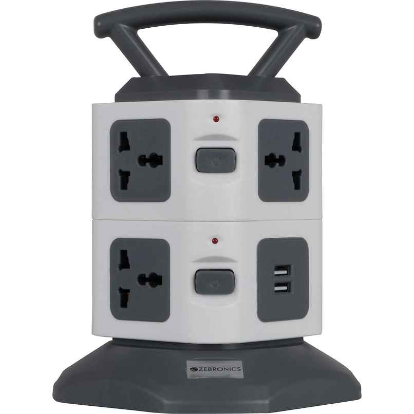 Zebronics Ts3320 Usb Tower Extension Socket With 7 Universal Socket 2 Usb Ports 2.8M Cable 250V
