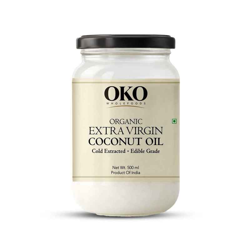 OKO Wholefoods Organic Extra Virgin Coconut Oil | Cold Pressed & Unrefined | Glass Bottle OKO Wholefoods Organic Extra Virgin Coconut Oil | Cold Pressed & Unrefined | Glass Bottle