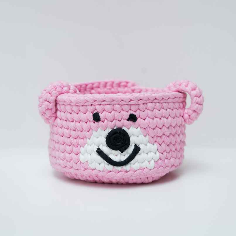 PrettyKrafts Bear Basket | Cute Multipurpose Organizer for Toys, Baby Clothes & Gifts - 9 x 8 Inch