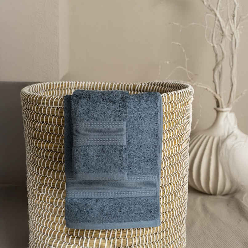 DDECOR Ecofriendly 70% Bamboo 30% Cotton Super Soft 650 GSM Solid Sustainable Hand Towel - Blue