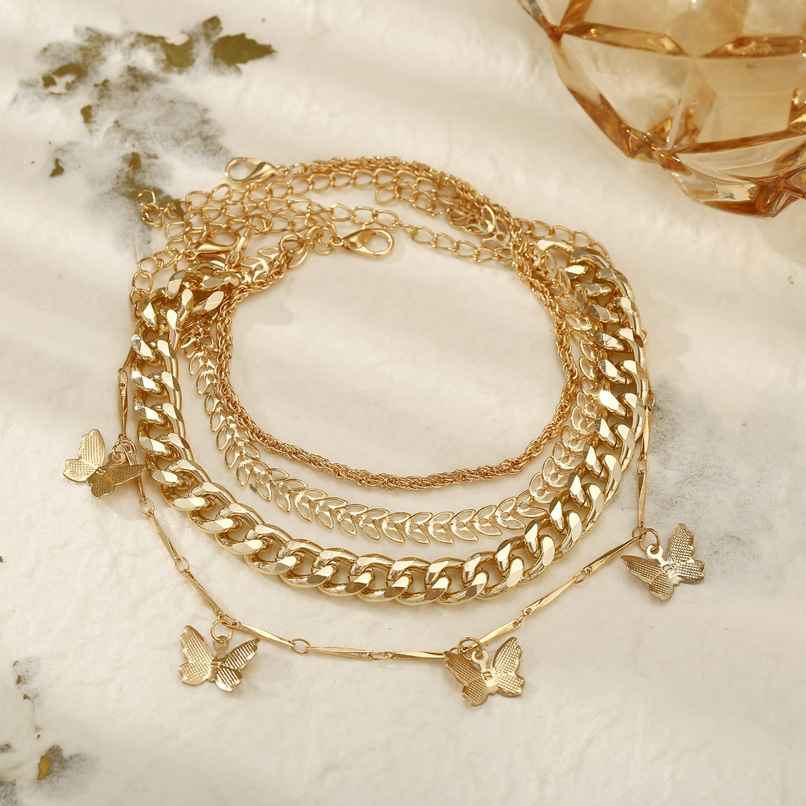 Shining Diva Fashion Set of 4 Multilayer Gold Plated Bangle Bracelet for Women and Girls | Rr14664b