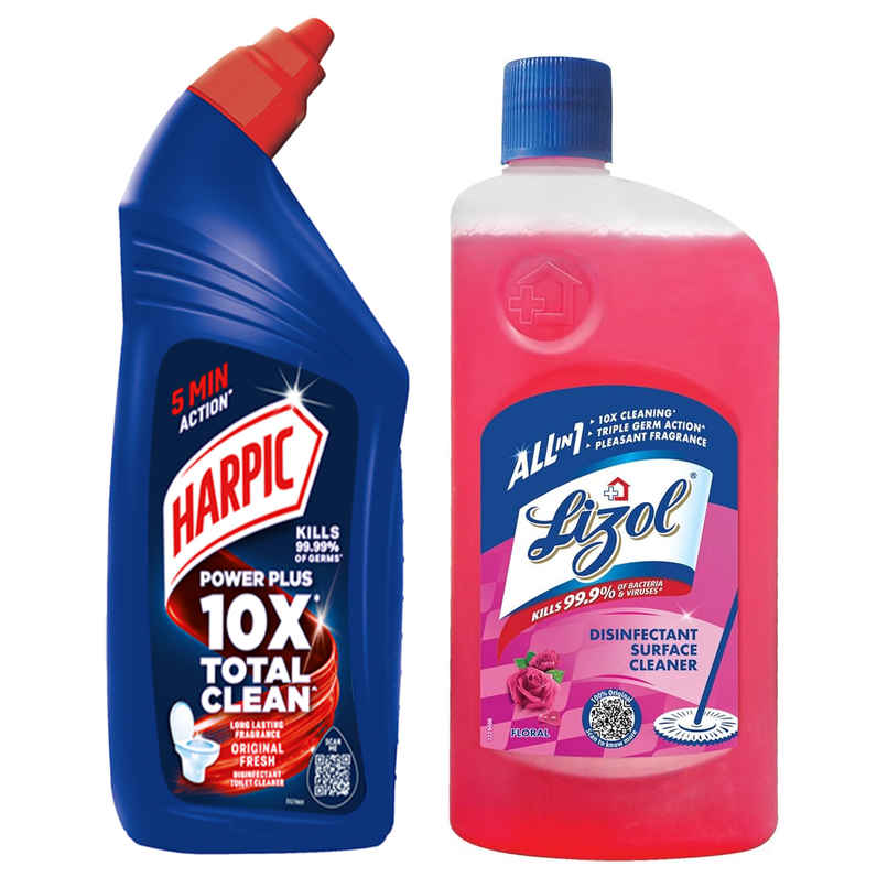 Harpic Disinfectant Toilet Cleaner Liquid Original(1l) & Lizol Disinfectant Surface & Floor Cleaner Liquid Floral(1l) Combo Harpic Disinfectant Toilet Cleaner Liquid Original(1l) & Lizol Disinfectant Surface & Floor Cleaner Liquid Floral(1l) Combo