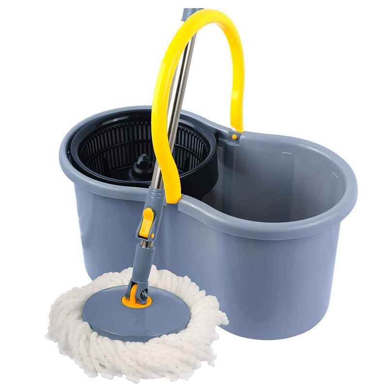 Esquire Elegant 360 Spin Bucket Mop Set With Easy Wheels and Additional Refill - Grey Color Esquire Elegant 360 Spin Bucket Mop Set With Easy Wheels and Additional Refill - Grey Color