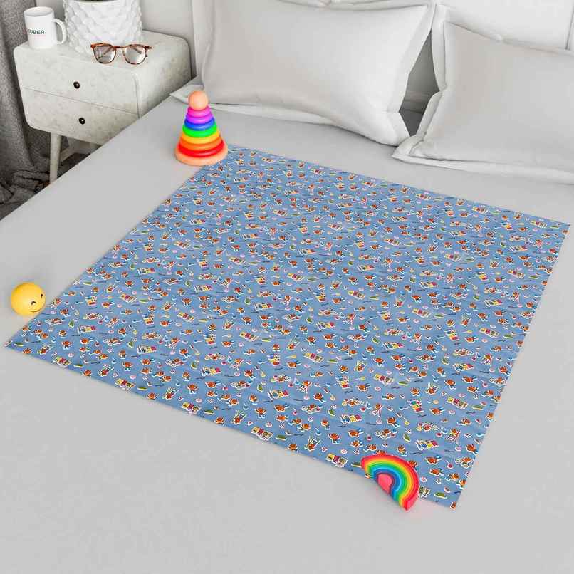 Kuber Industries Reversible Baby Plastic Sheet|Baby Crib Sheet for Baby|100x100 CM|Blue