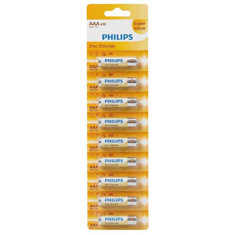 Philips AAA Zinc Chloride Battery | 1.5V | Long Lasting | Leak Resistant