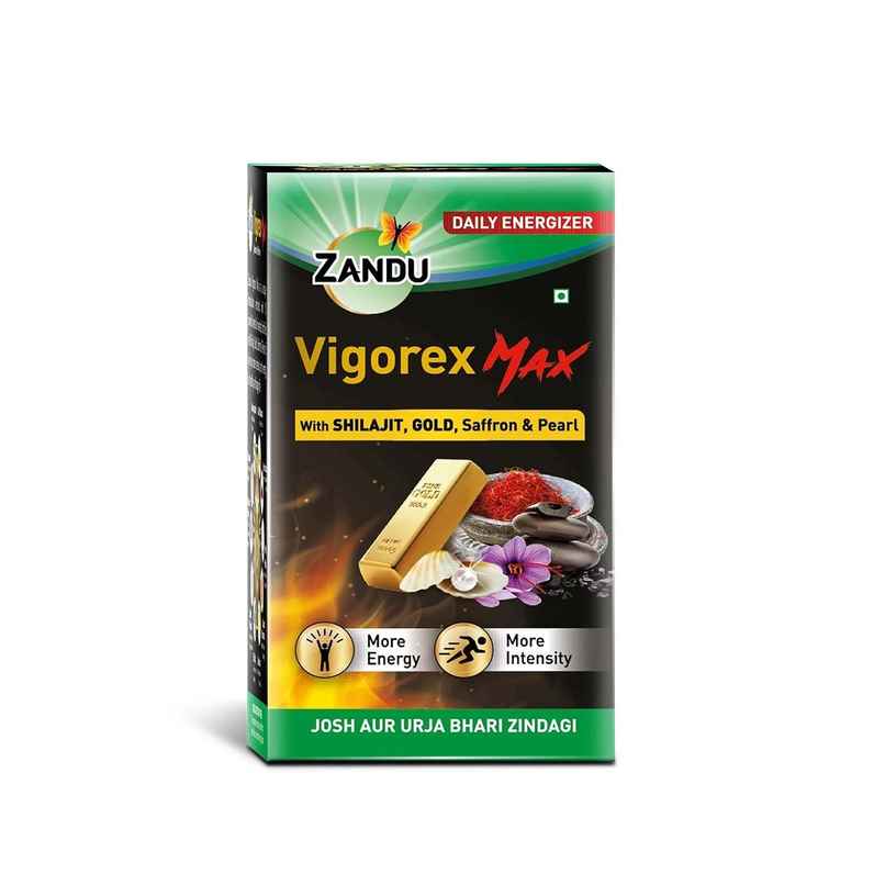 Zandu Vigorex MAX enriched with Shilajit, Gold, Saffron, Pearl and Ashwagandha Zandu Vigorex MAX enriched with Shilajit, Gold, Saffron, Pearl and Ashwagandha