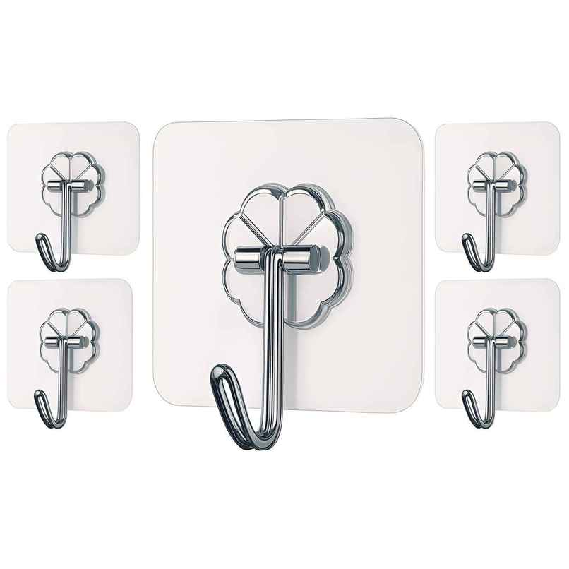 Perpetual Self Adhesive Wall Hooks | Heavy Duty | Transparent | Multipurpose | Set of 5 Perpetual Self Adhesive Wall Hooks | Heavy Duty | Transparent | Multipurpose | Set of 5