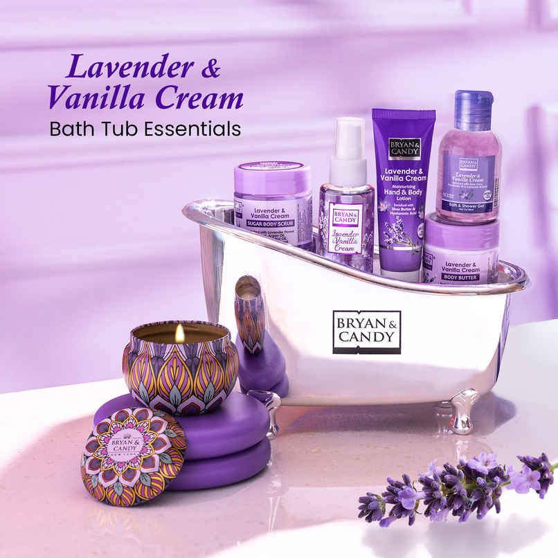 Bryan & Candy Lavender & Vanilla Cream Bath Tub Essentials Gift Set