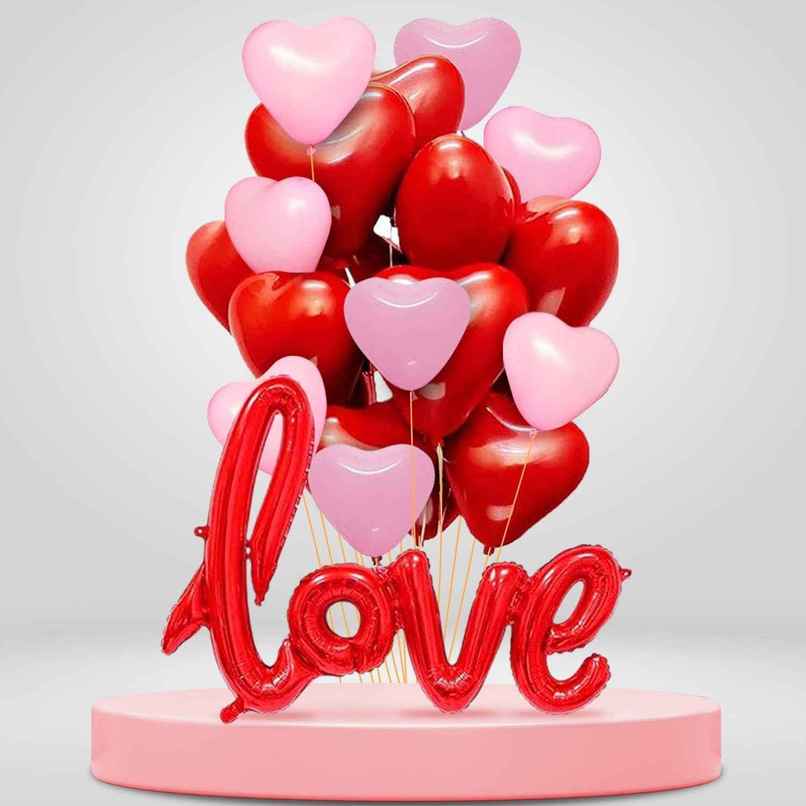 Red & Pink Love Foil Balloons For Decoration