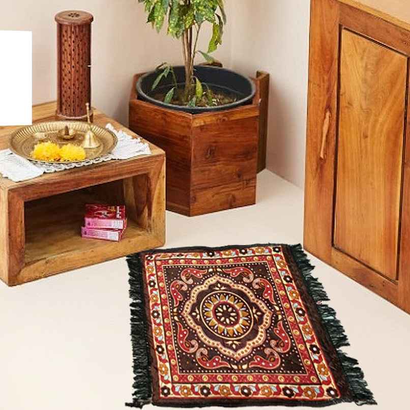 Elegant Weavers Square Aasan Mat | Pack of 2 | Brown