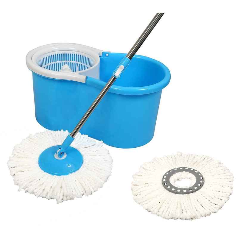 Esquire Elegant 360 Spin Bucket Mop Set With an Additional Microfiber Refill - Blue Color Esquire Elegant 360 Spin Bucket Mop Set With an Additional Microfiber Refill - Blue Color