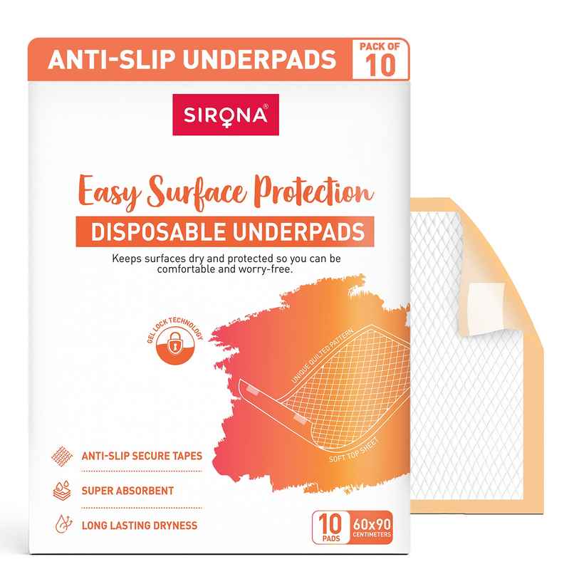 Sirona Disposable Underpads - Large | Gel-Lock Technology | Soft, Leak-Proof Protector | Anti-Slip