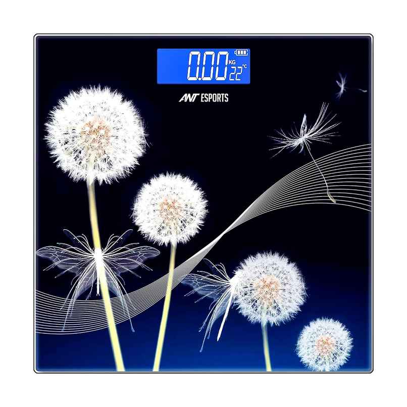 Ant Esports Flora Dandelion Personal Digital Bathroom weighing scale with Wide LCD Display - Black Ant Esports Flora Dandelion Personal Digital Bathroom weighing scale with Wide LCD Display - Black