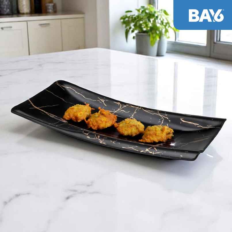 BAY6 Melamine Platter - Oheo Large - 12*7 Inch - Black Static BAY6 Melamine Platter - Oheo Large - 12*7 Inch - Black Static