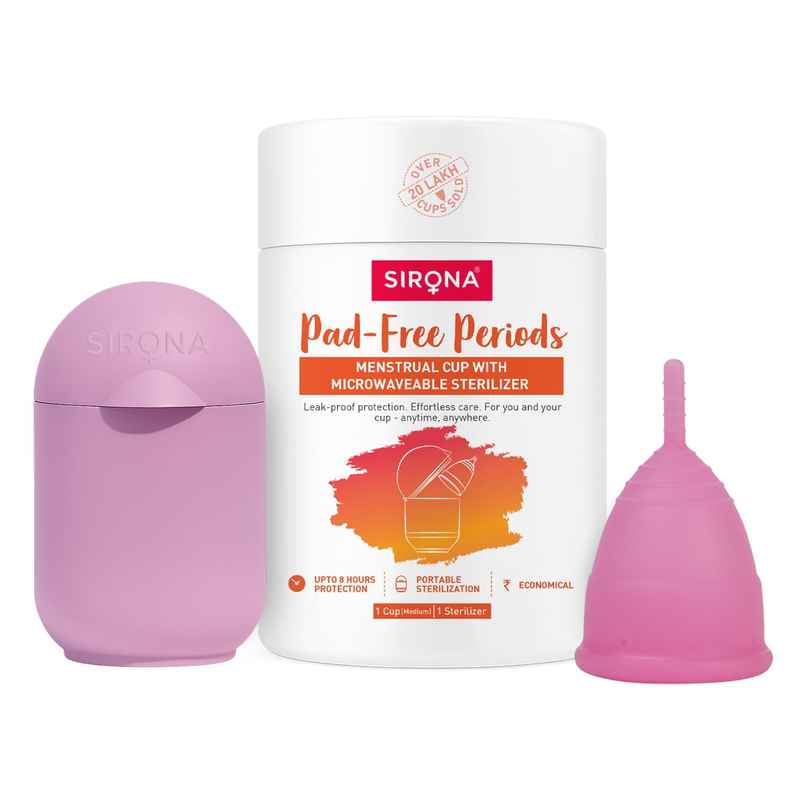 Sirona Reusable Menstrual Cup with Microwaveable Sterilizer Medium