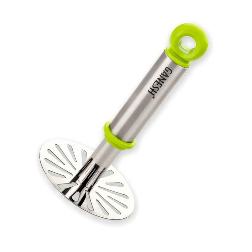Ganesh Stainless Steel Potato Crusher Vegetable Smasher Pav Bhaji Masher With Handle - Assorted