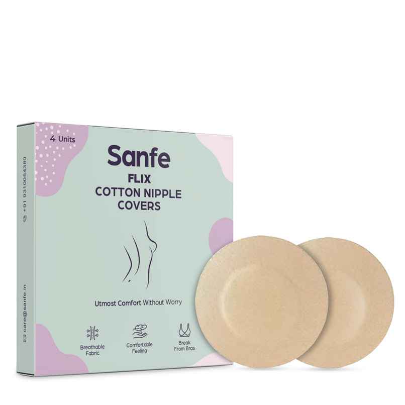 Sanfe Flix Cotton Nipple Covers for Women | Disposable | Breathable | No Show | White Sanfe Flix Cotton Nipple Covers for Women | Disposable | Breathable | No Show | White