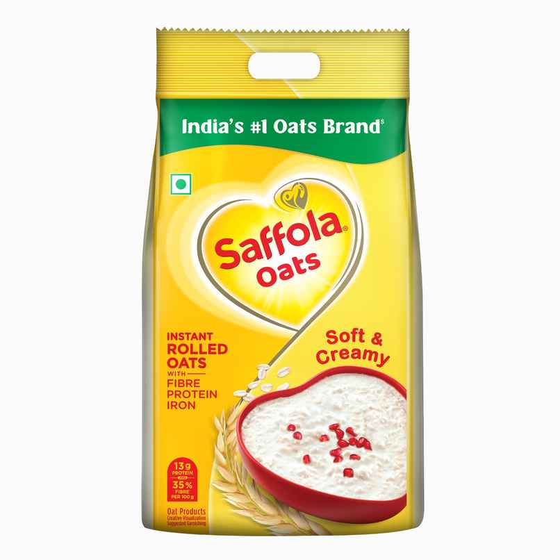 Saffola Oats, Instant Rolled Oats, Soft & Creamy Oats, Power of Protein, Iron & Fibre Saffola Oats, Instant Rolled Oats, Soft & Creamy Oats, Power of Protein, Iron & Fibre