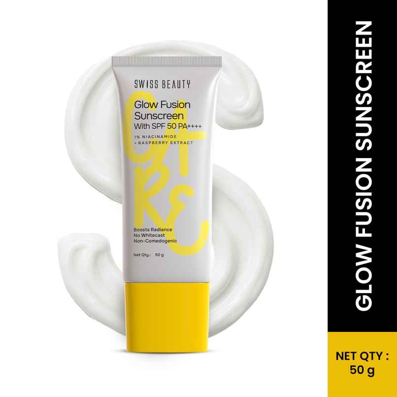 Swiss Beauty Care Glow Fusion Sunscreen SPF50 PA++++ | 1% Niacinamide & Raspberry Extract