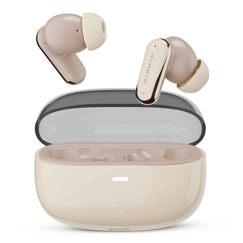 Hammer Aura Wireless Earbuds | 32dB ANC Noise Cancellation | TWS with 4-Mic ENC | Beige Hammer Aura Wireless Earbuds | 32dB ANC Noise Cancellation | TWS with 4-Mic ENC | Beige