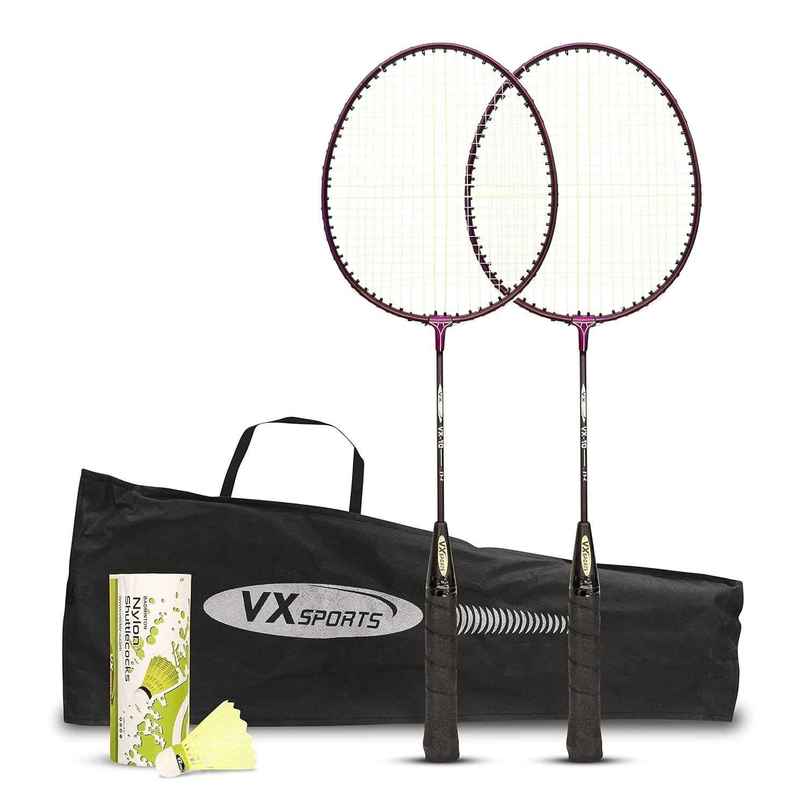 Vector X Badminton Kit | 2 Aluminum Rackets, 3 Nylon Shuttlecocks & 1 Full Cover | Maroon Vector X Badminton Kit | 2 Aluminum Rackets, 3 Nylon Shuttlecocks & 1 Full Cover | Maroon