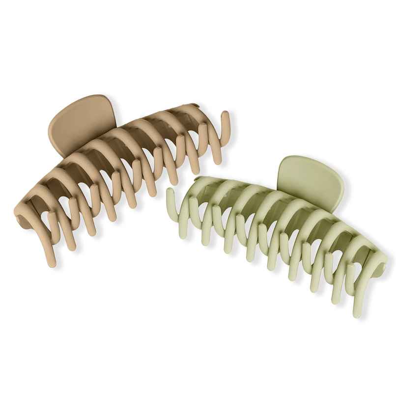 Prolume Cylindrical Claw Clips Hair Accessories For Women/Girl | Light Beige | Dark Beige