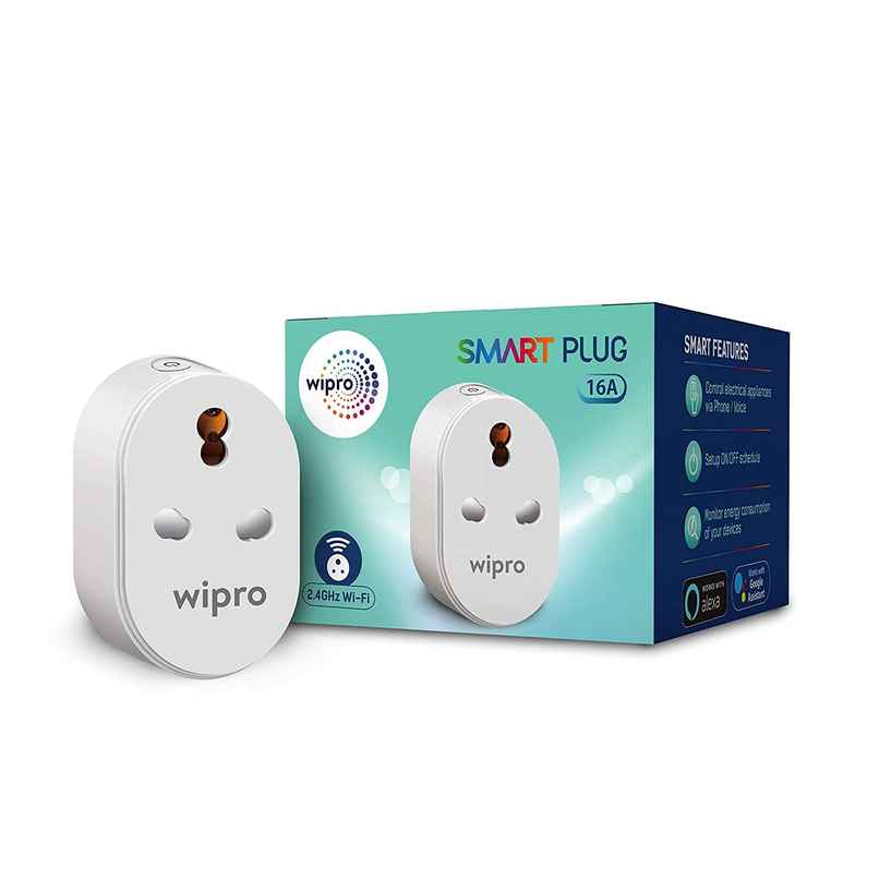 Wipro 16A Wi-Fi Smart Plug with Energy Monitoring (Works with Alexa and Google Assistant)