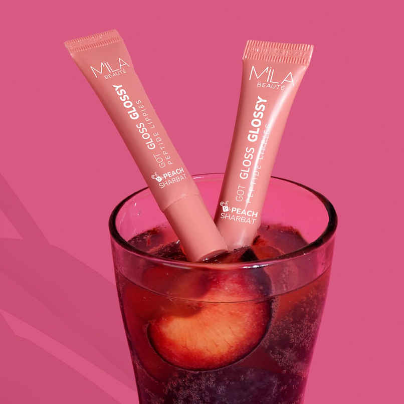 Mila Beaute Peptide Infused Lip Gloss | Hyaluronic Acid & Vitamin E | Non-Sticky | Peach Sharbat