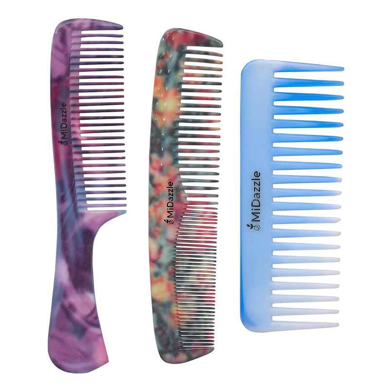 Midazzle Daily Comb for Styling Hair Comb for Men and Women | Multicolor | Set of 3 | MIDC2705