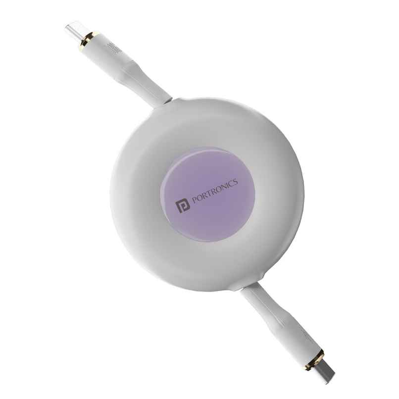 Portronics Upgraded Konnect Recoil | 60W Type C to C Fast Charging Cable - White