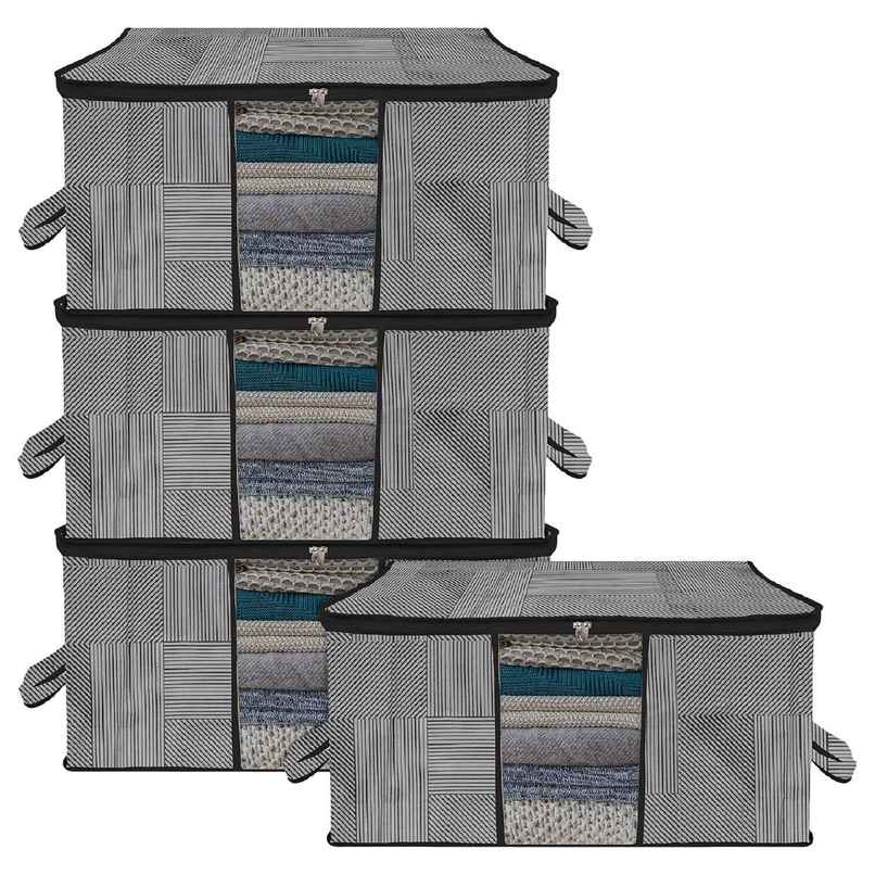 Kuber Industries Lining Underbed Storage Bag|Clear Window|Zipper & Handle|Large|Pack of 4|Gray Kuber Industries Lining Underbed Storage Bag|Clear Window|Zipper & Handle|Large|Pack of 4|Gray