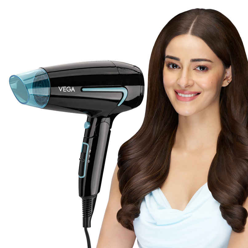 Vega U Style 1400-1600W Foldable Hair Dryer with Cool Shot Button, 2 Speed/Heat Settings, (VHDH-24), With 16 A Plug Vega U Style 1400-1600W Foldable Hair Dryer with Cool Shot Button, 2 Speed/Heat Settings, (VHDH-24), With 16 A Plug