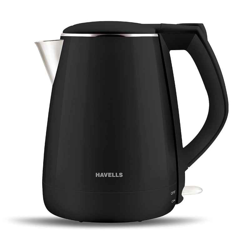 Havells Aqua Plus Electric Kettle 1.2 Litre, 1250 Watt, 304 Stainless Steel Inner Body, Cool Touch Body, Auto Shut-Off - Black Havells Aqua Plus Electric Kettle 1.2 Litre, 1250 Watt, 304 Stainless Steel Inner Body, Cool Touch Body, Auto Shut-Off - Black