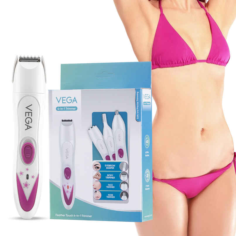 VEGA 4-In-1 Trimmer For Women, Suitable For Trimming Eyebrows,Nose Face & Bikini Area(Vhbt-03)White VEGA 4-In-1 Trimmer For Women, Suitable For Trimming Eyebrows,Nose Face & Bikini Area(Vhbt-03)White